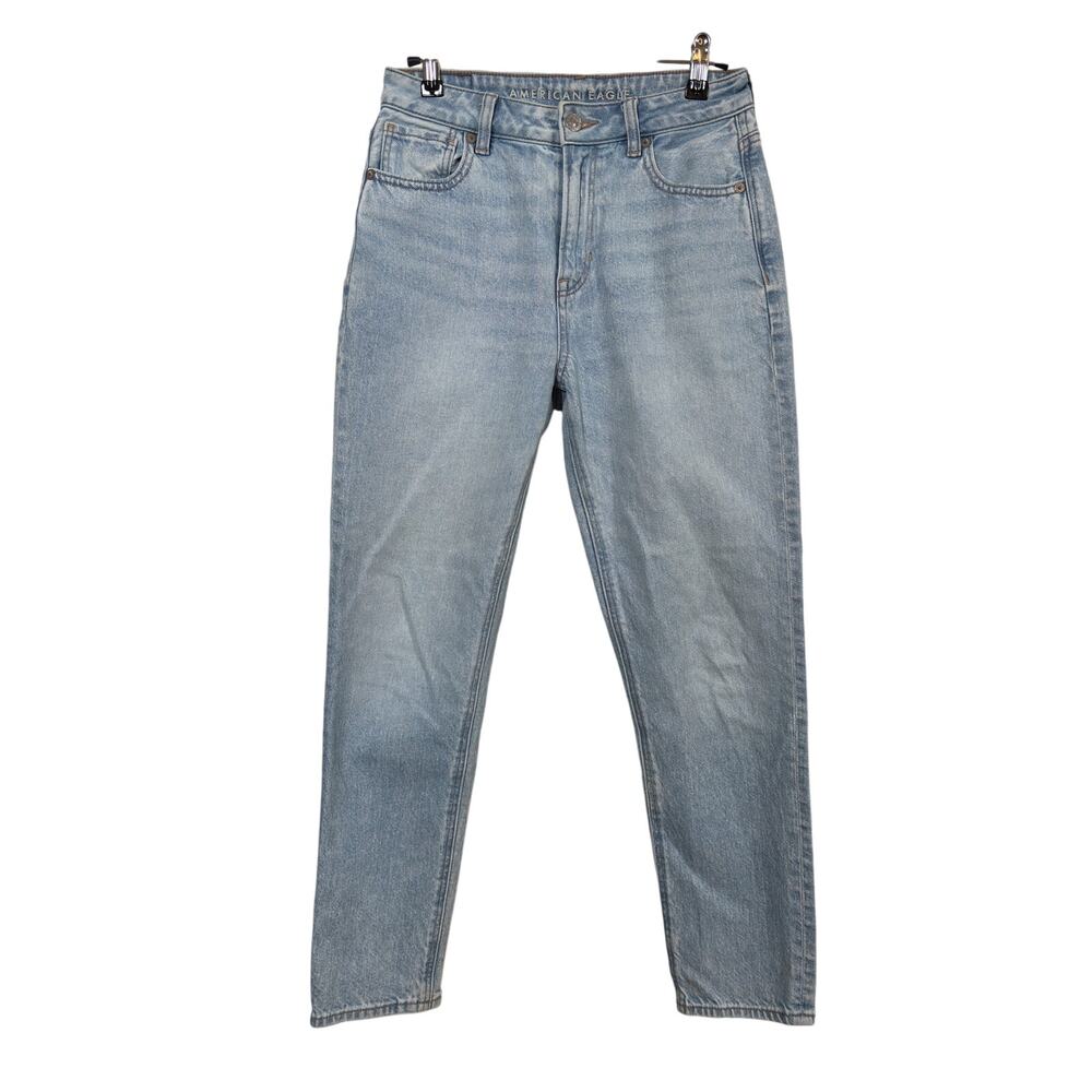 American Eagle Strigid Mom Jeans Womens 2S Blue High Rise Light Wash